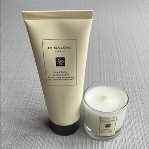 Jo malone exfoliating Shower Gel and mini Candle set - lime Basil & mandarin